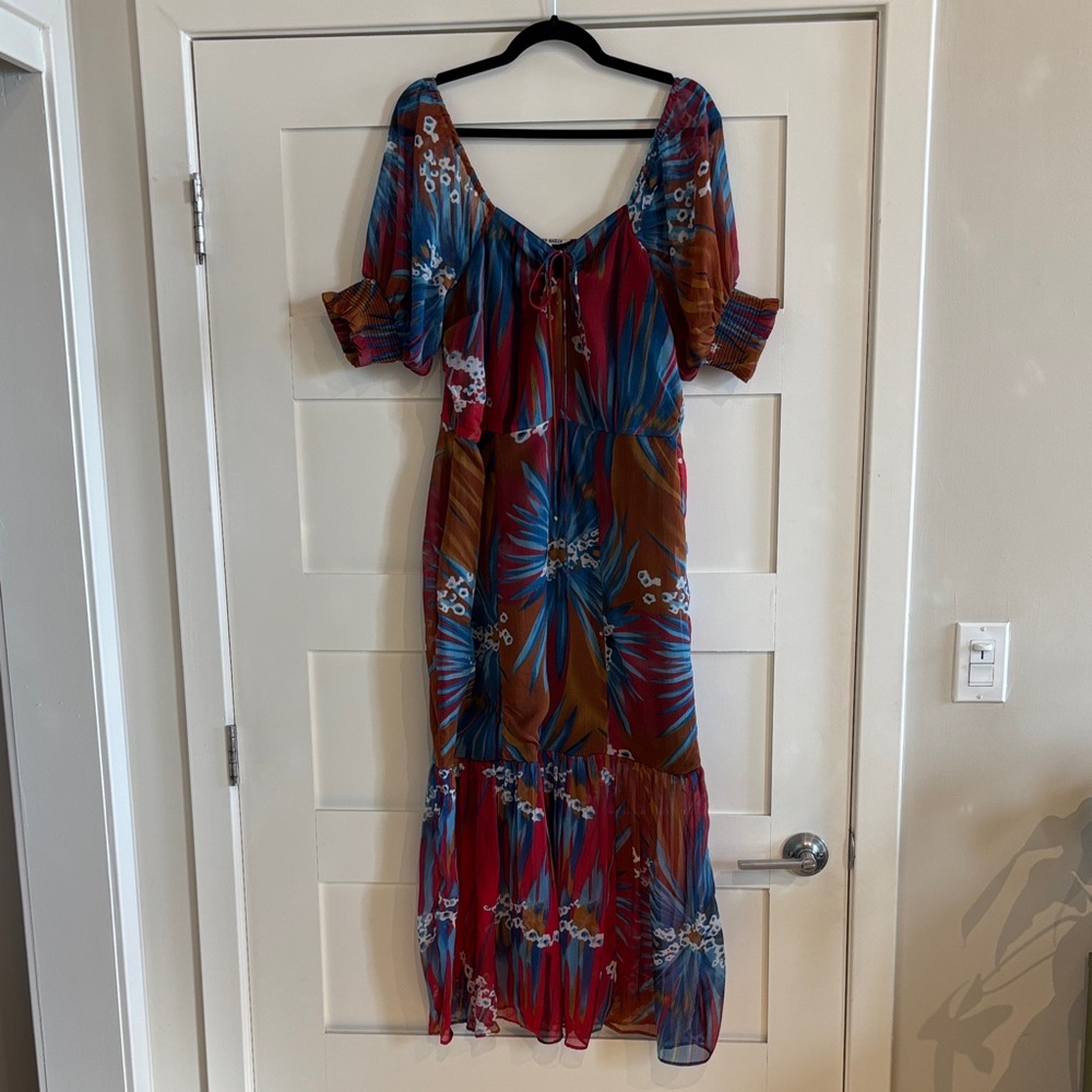 Walter Baker Vibrant Floral Maxi Dress - Red and Blue